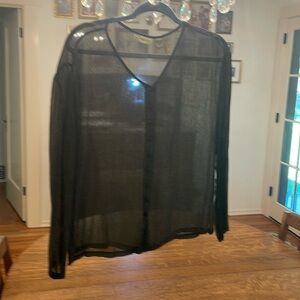 Putumayo dressy black with creamy polkadots blouse. Worn once.